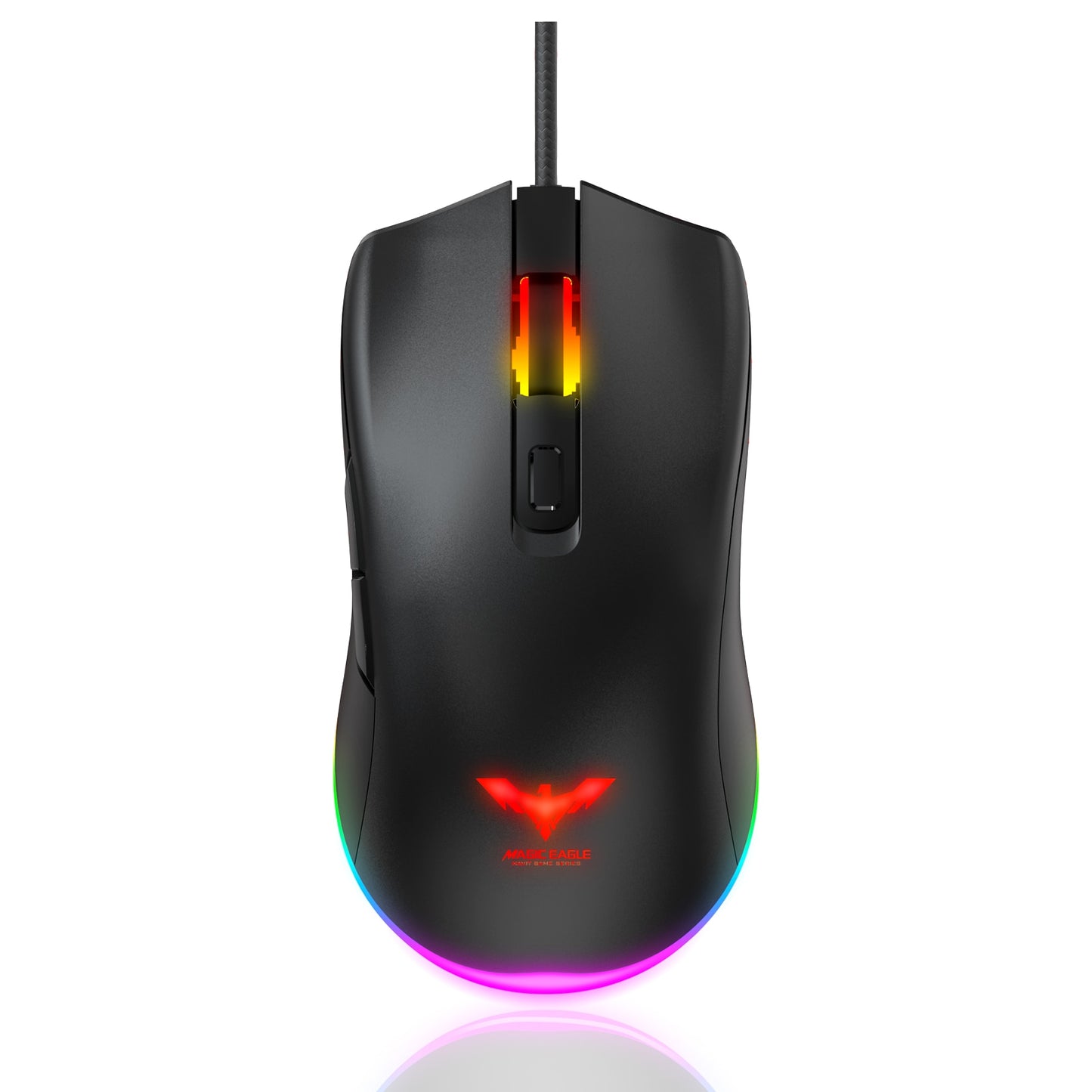 RGB Gaming Mouse Wired PC Gaming Mice with 7 Color Backlight 6 Buttons Up to 6400 DPI Computer USB Mouses Black MS732